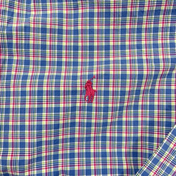 Ralph Lauren Button Down Shirt Mens Large L Blue Pink Tartan Plaid Long Sleeve - Picture 5 of 9